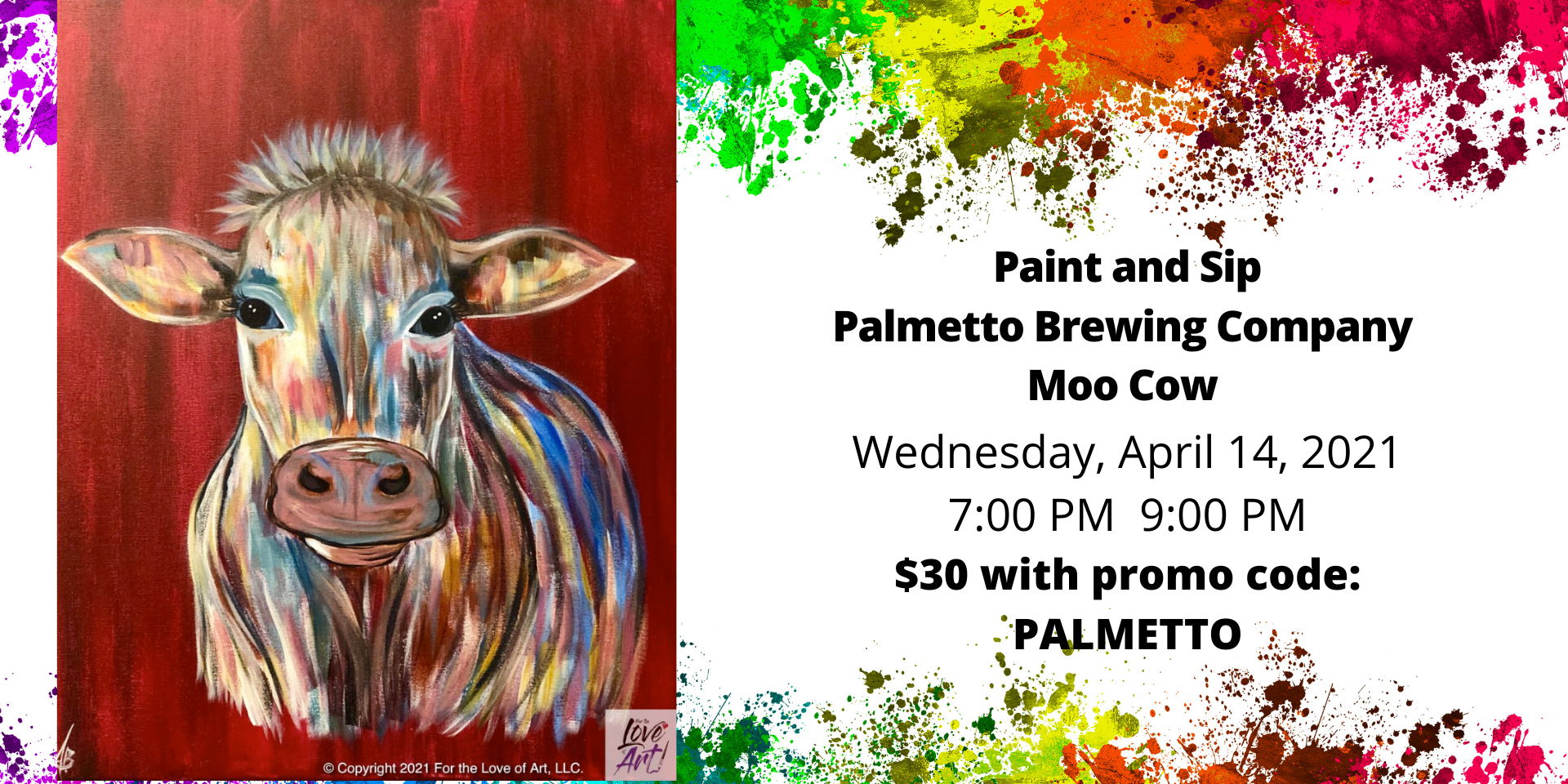 Paint and Sip @ Palmetto Brewing Co: Moo Cow ($30) promotional image