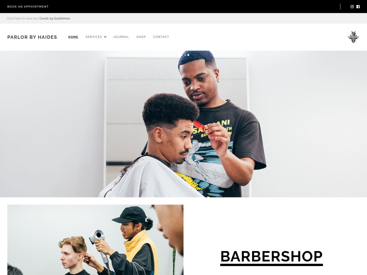 Screenshot of Parlor by Haides, from the salon websites collection.