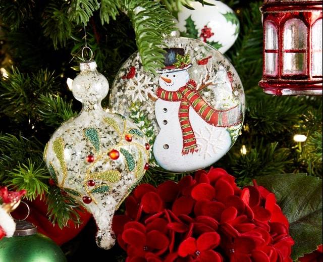 raz imports christmas tree ornament glass ball with cardinal and glitter detail