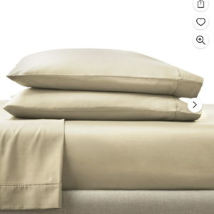 Better Homes & Gardens 4-Piece 300 Thread Count Almond Biscuit Cotton Sateen Bed Sheet Set, Queen