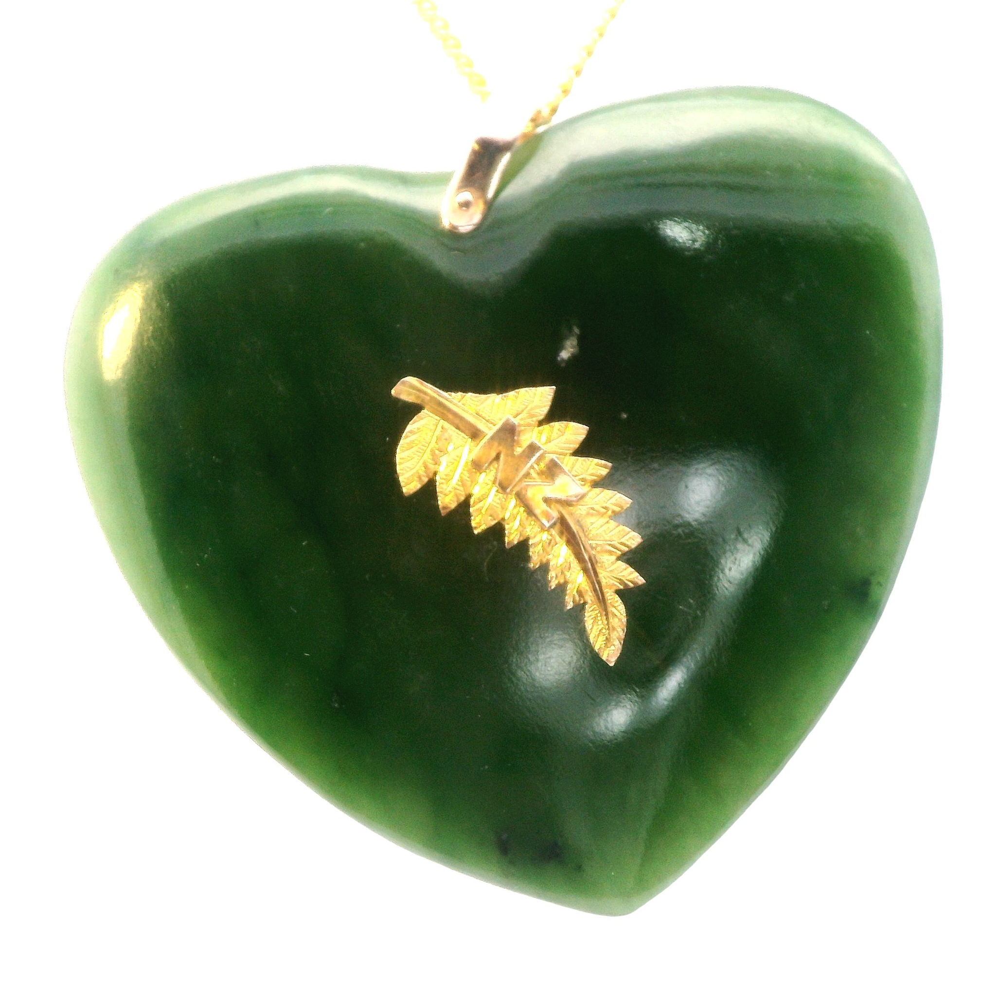 Handmade Yellow Gold Jade Heart Pendant