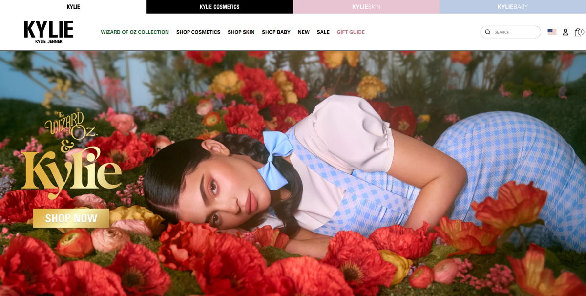 Screenshot of Kylie Cosmetics, from the beauty websites collection.