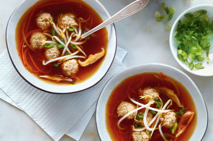 Miso Soup with Turkey Meatballs