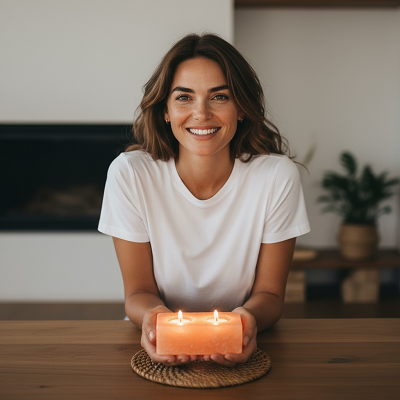 Himalayan Salt Brick Dual Candle Holder Plus Receive Two Tea light Candles