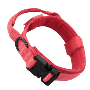 Red Tactical Dog Collar - Heavy Duty Nylon Pet Collar for Medium & Large Dogs, Adjustable (3.8cm Width)