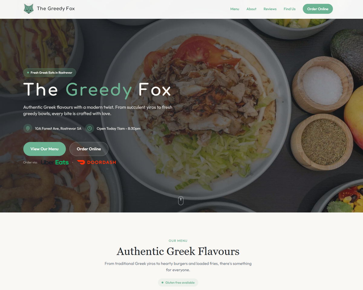 Screenshot of The Greedy Fox , from the lovable websites collection.