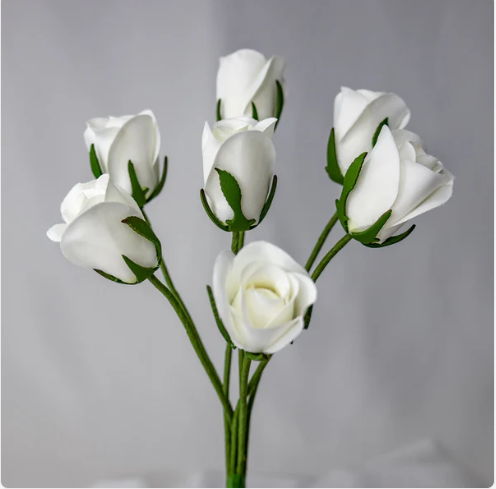 White Velveteen Rose Bud - Realistic Artificial Flowers - Image 2