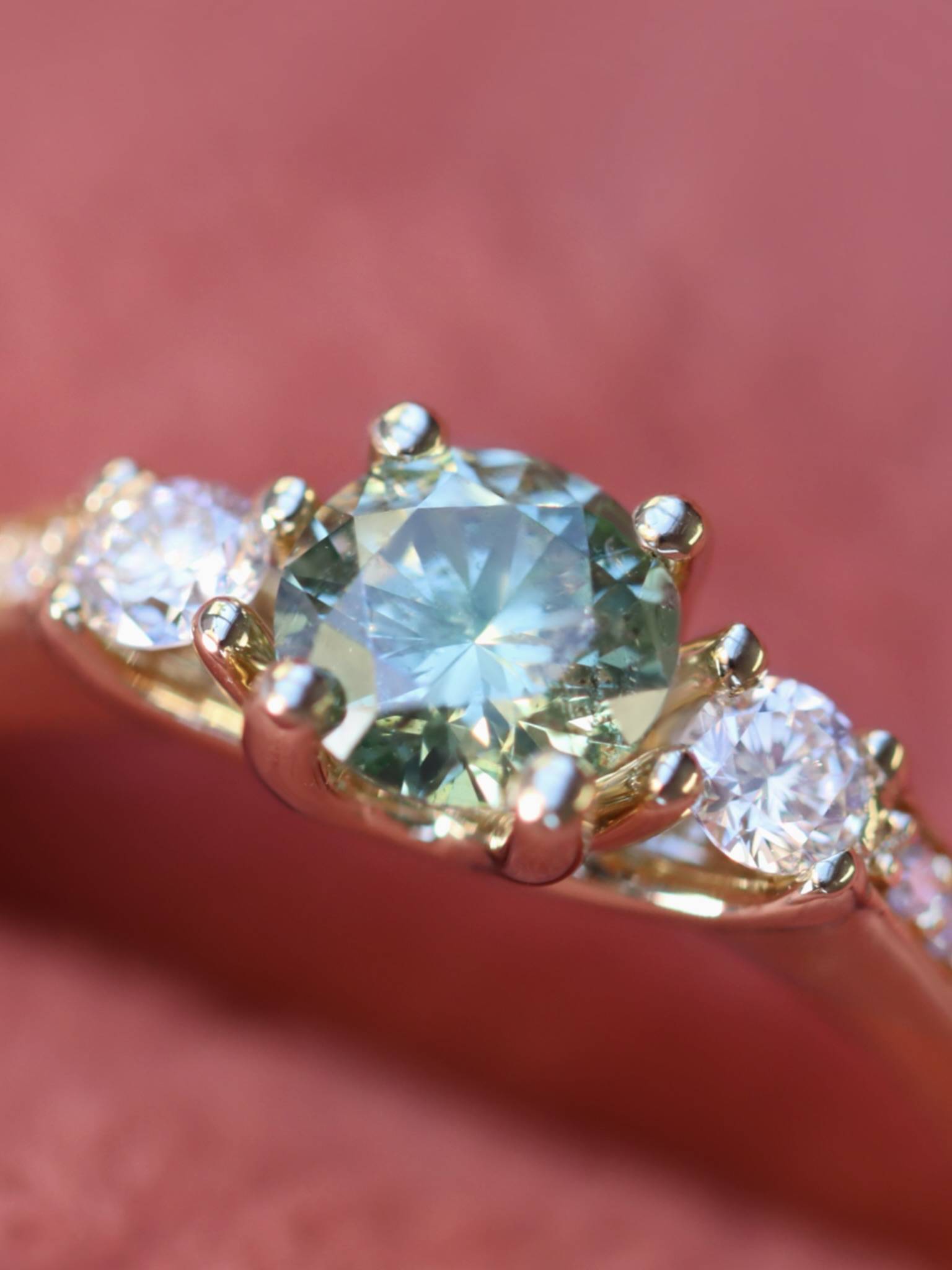 Green engagement ring
