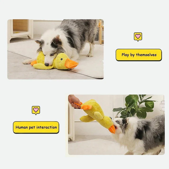 Plush Cartoon Duck Dog Toy Interactive Squeaky Pet Toy Durable Fun Chew Toy - Image 5