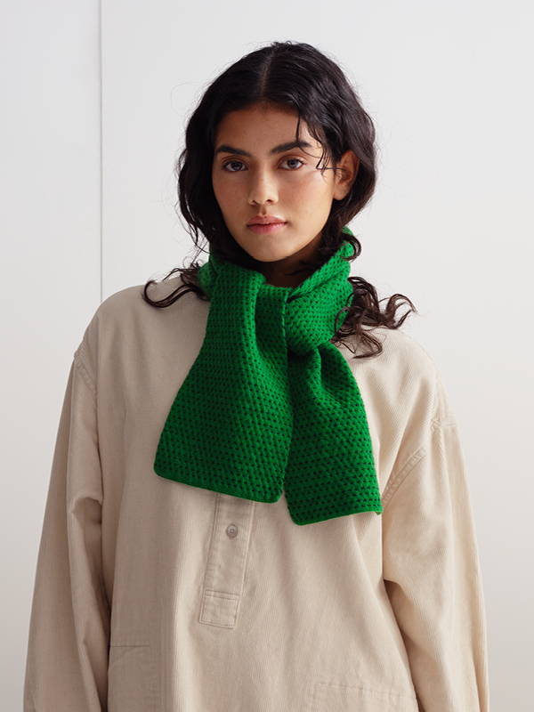 model wears Small Stitch Scarf