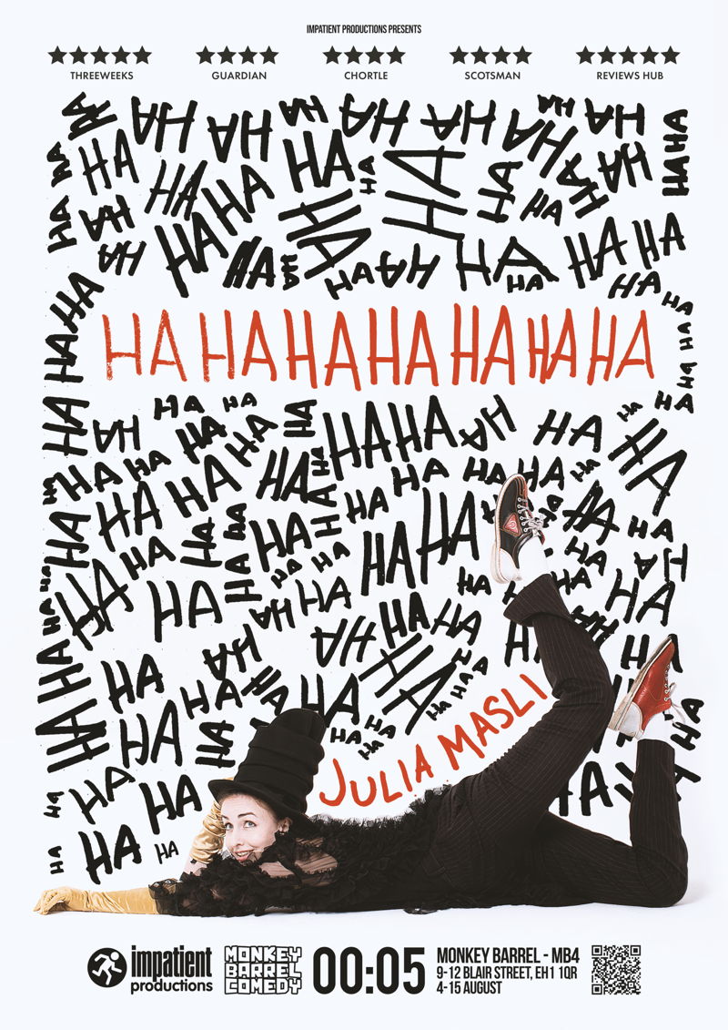 The poster for Julia Masli: ha ha ha ha ha ha ha