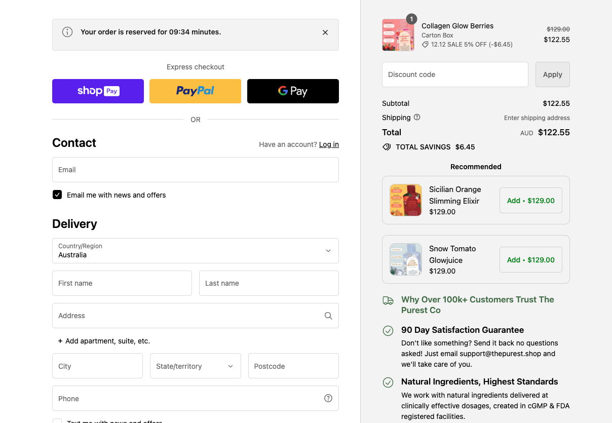 upsell checkout example