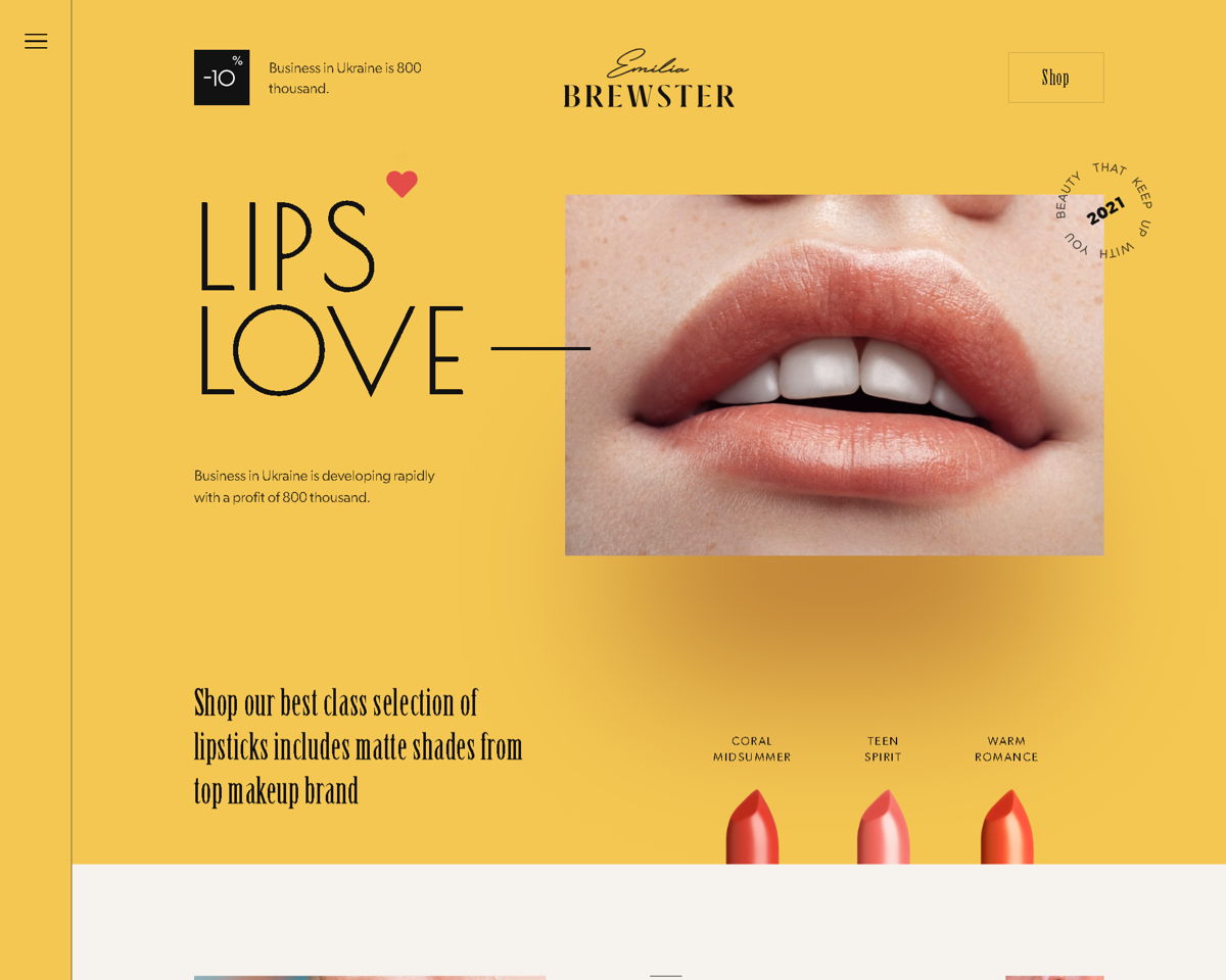 Screenshot of LIPS LOVE , from the yellow websites collection.