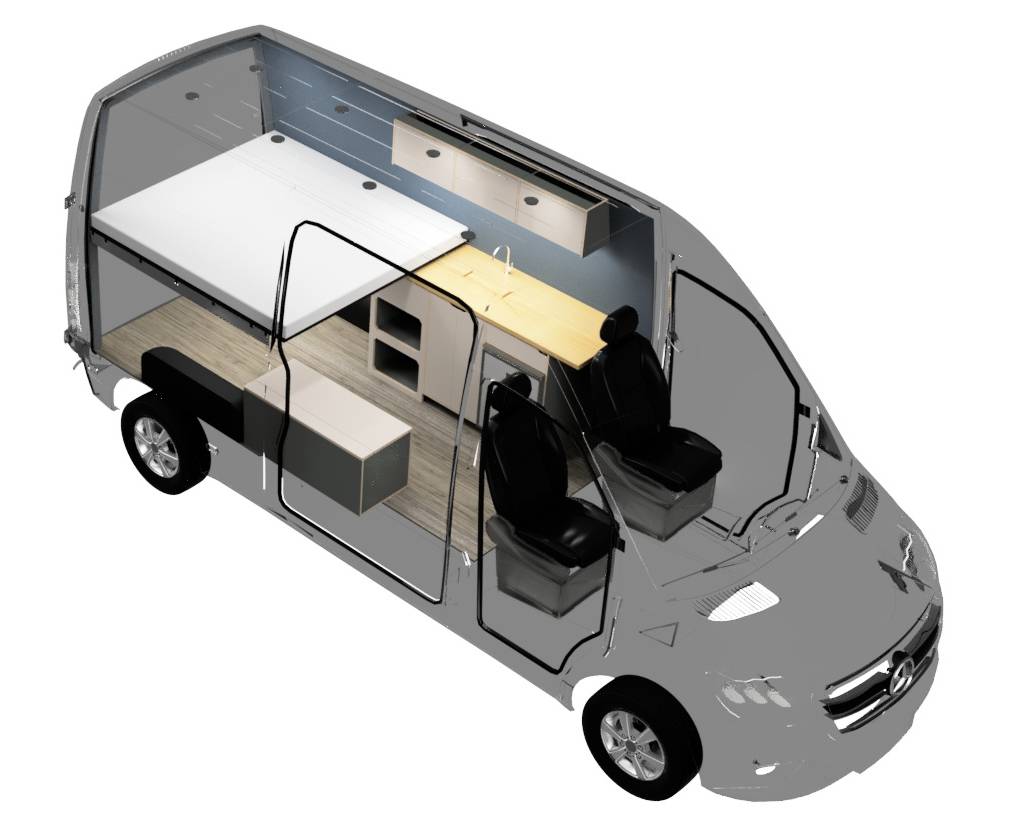 The Bivy Sprinter Van Conversion Layout by The Vansmith
