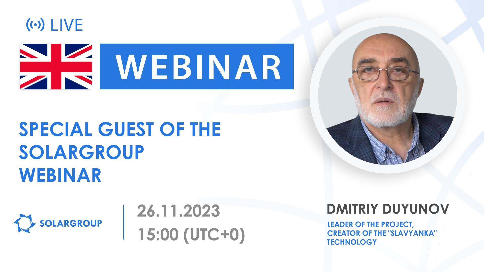 English. Dmitriy Duyunov at the SOLARGROUP webinar