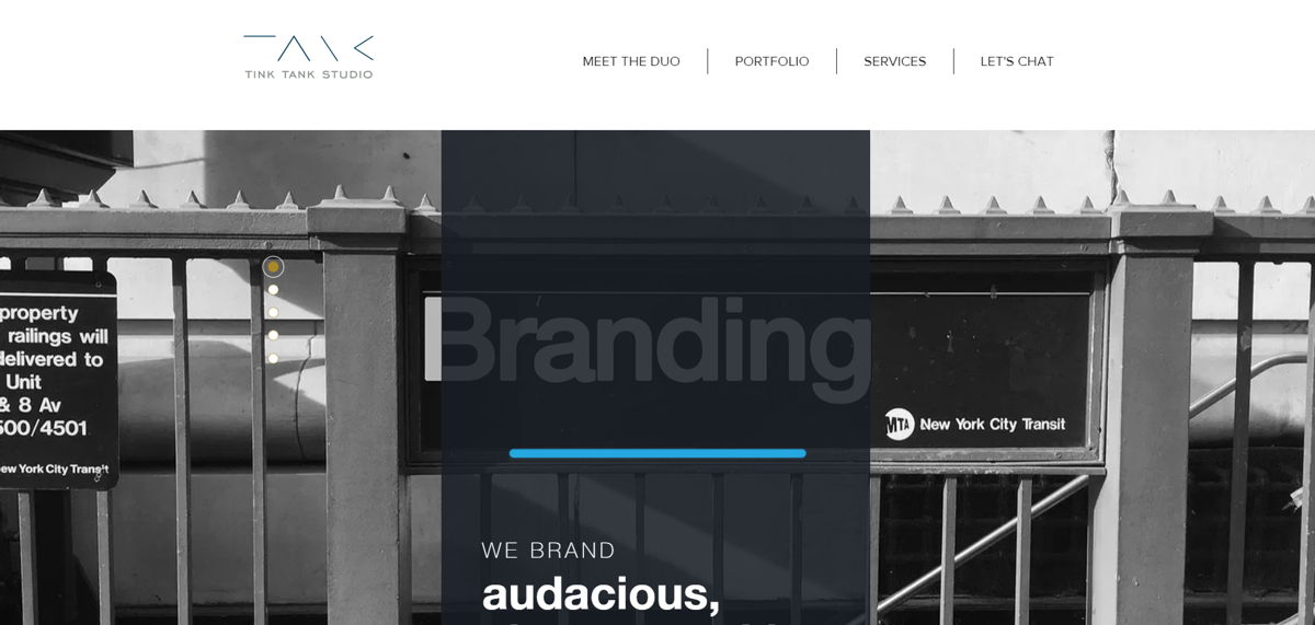 Screenshot of Tink Tank Studio, from the wix websites collection.