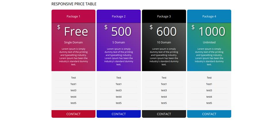 Price Table - таблица с ценами в Joomla