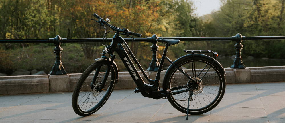 Hybrid e=bike on a paved bike trail