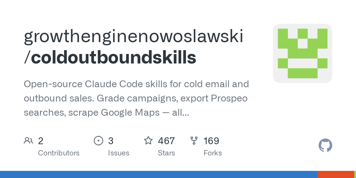 Open-source Claude Code skills for outbound sales