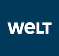 The Welt logo - dark blue background with the letters in white on top.