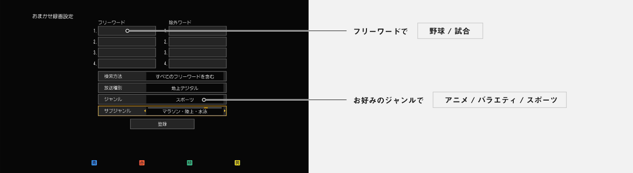 ジャンルやキーワードで自動録画
