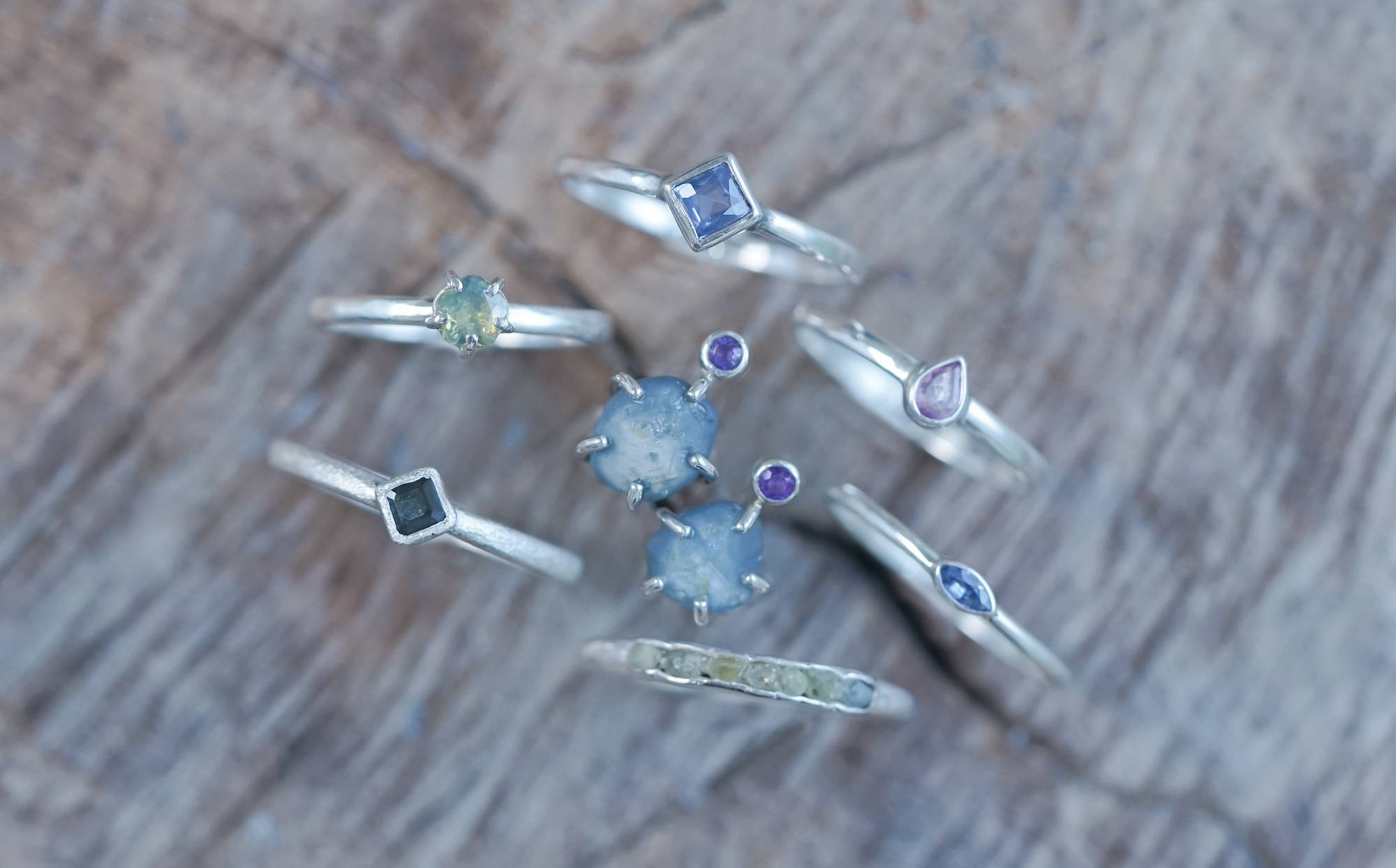 September birthstone sapphire rings in silver