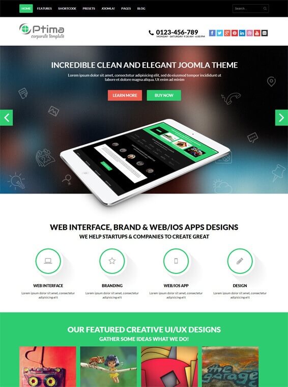 Shaper Optima - отзывчивый шаблон для CMS Joomla
