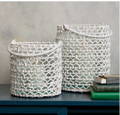 white woven lanterns