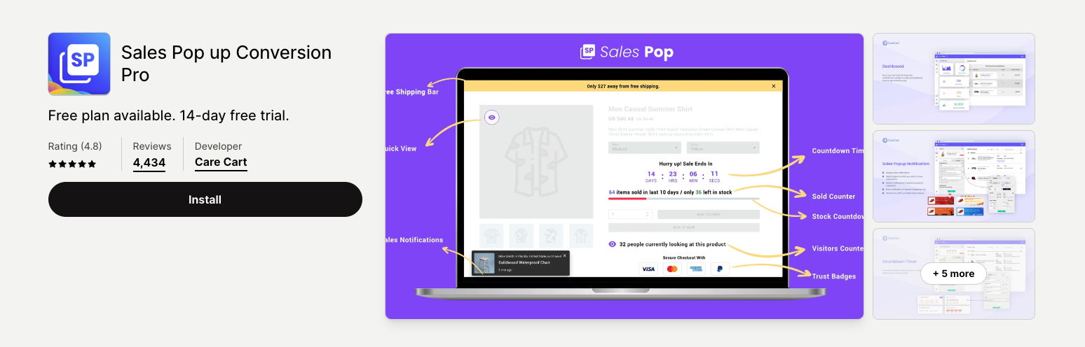 sales popup conversion shopify social proof app
