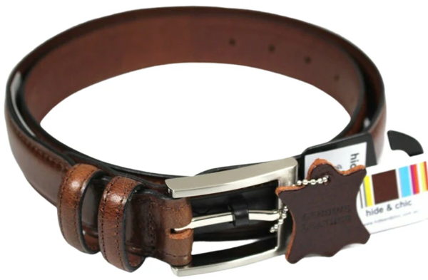 Full Grain Leather Belt. Brown with Silver Nickle Buckle. Style No 43019 35 MM - Image 10