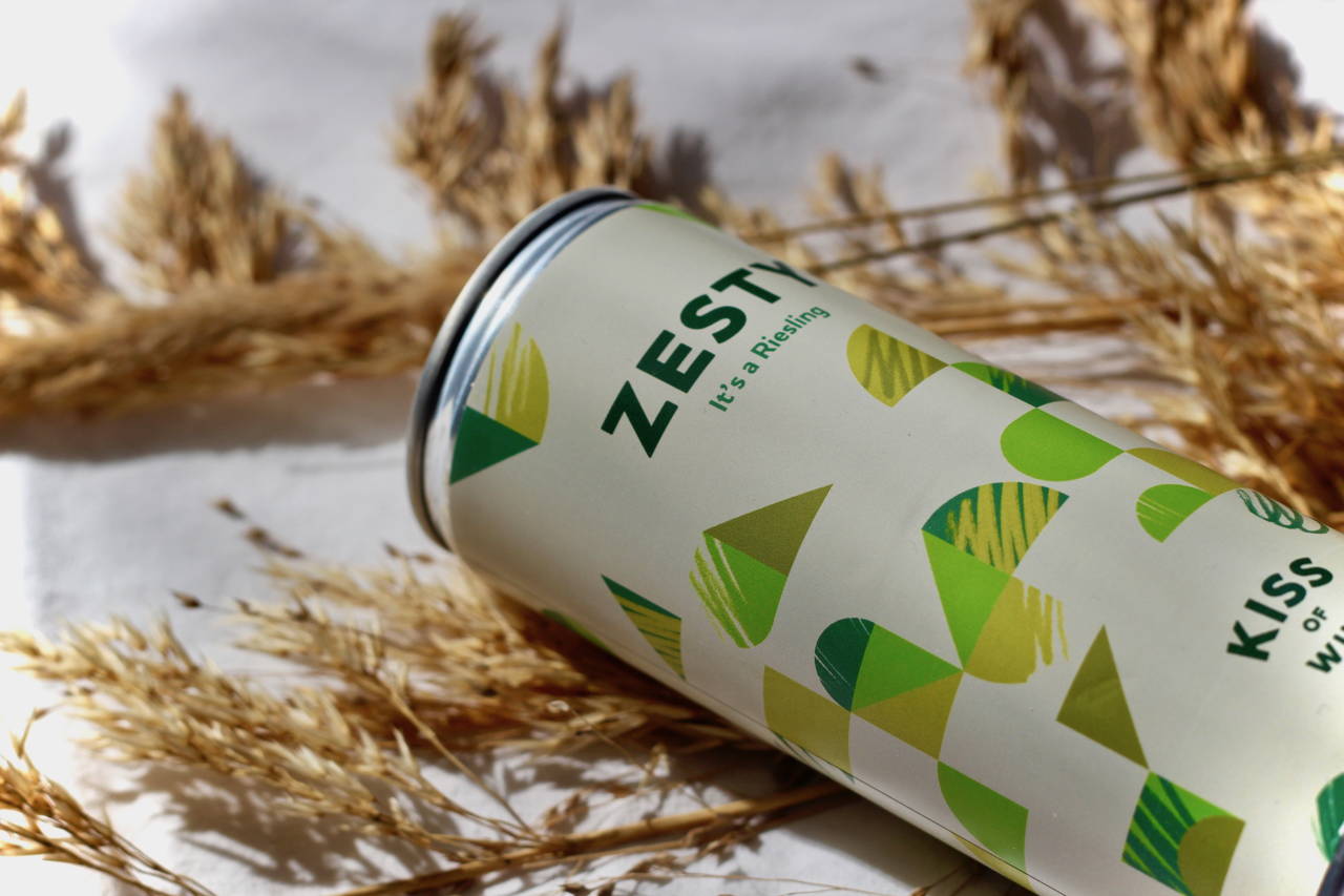 Zoomed in can of Riesling Zesty