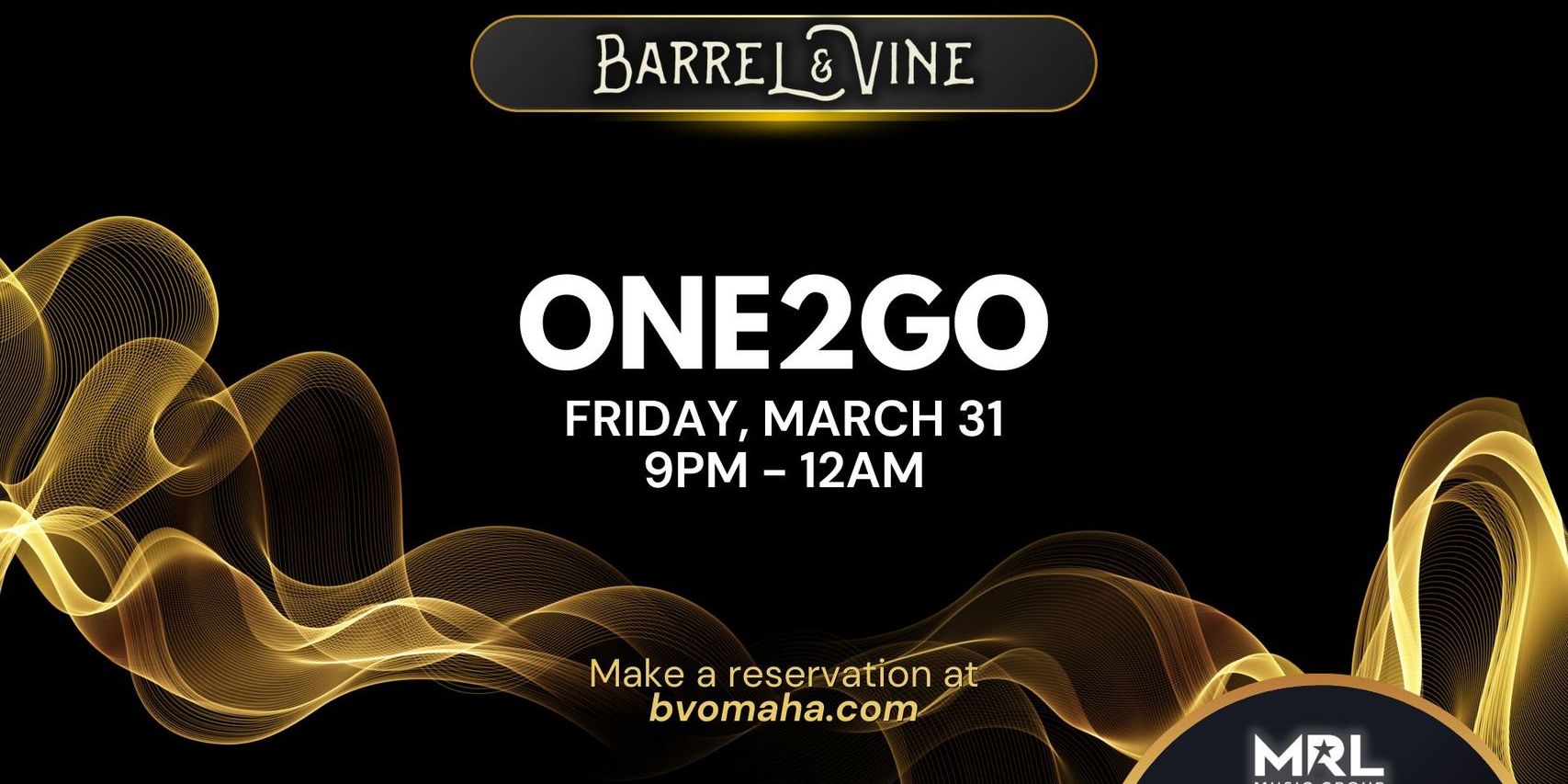 One2Go | Friday, March 31 | Live Music at Barrel & Vine promotional image