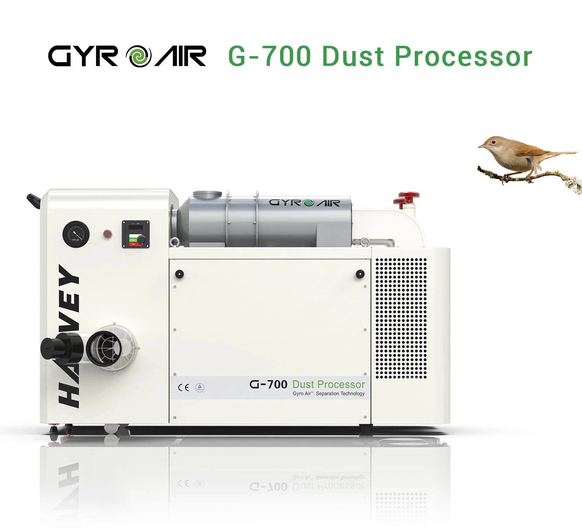 GYRO AIR G-700 Dust Processor for dust collection and extraction front view with control panel pressure gauge and 6 inch inlet