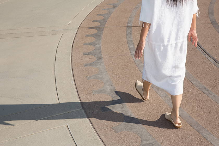 Woman walking on labyrinth