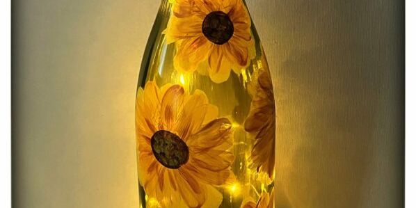 Sunflower Wine Bottle - Painting Class promotional image