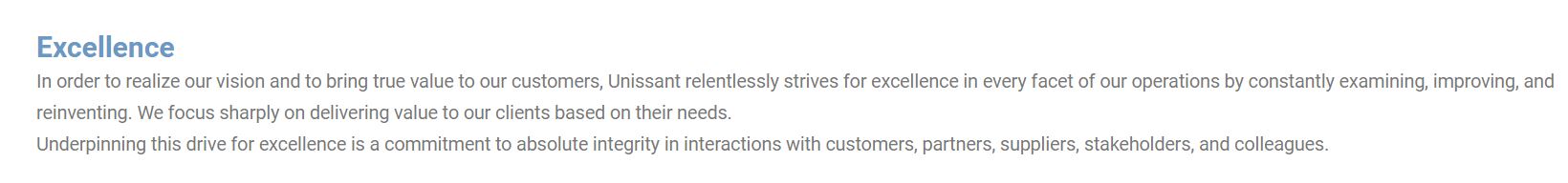 Unissant product / service
