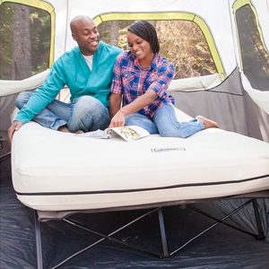 Coleman Camping Cots for Adults with Camping Air Mattress, Folding Air Mattresses Set, Battery-Operated Pump & Side Table for Outdoor Comfort