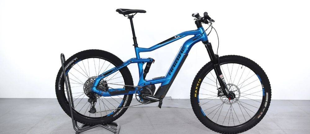 Haibike AllMtn 3 on a stand