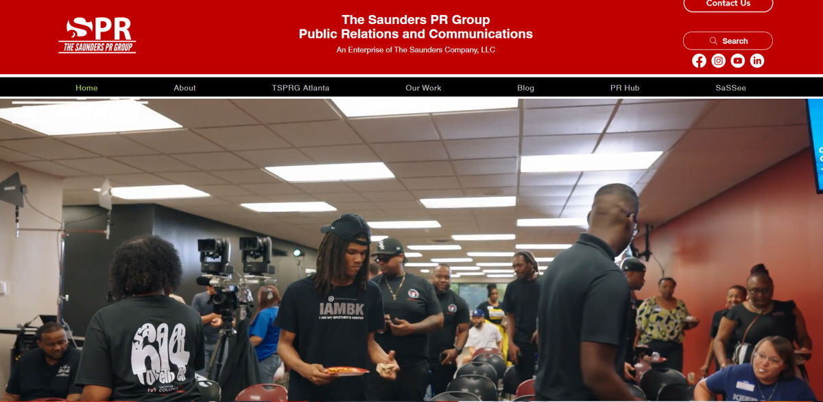 Screenshot of The Saunders PR Group, from the pr portfolios & websites collection.
