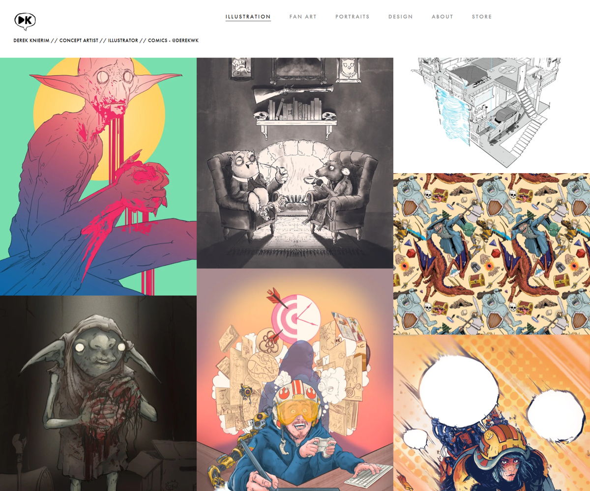Screenshot of Derek Knierim, from the concept art portfolios collection.