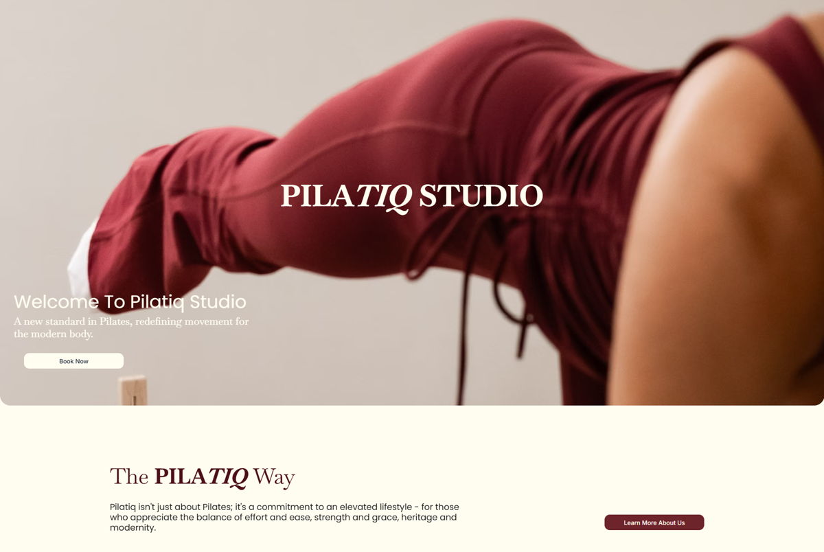 Screenshot of Pilatiq , from the pilates websites collection.