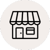 Icon of a store front on a linen coloured circle