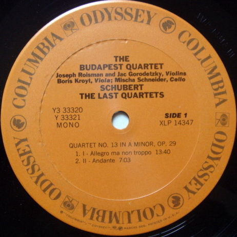 Columbia Odyssey / BUDAPEST QT, - Schubert The Late Qua...