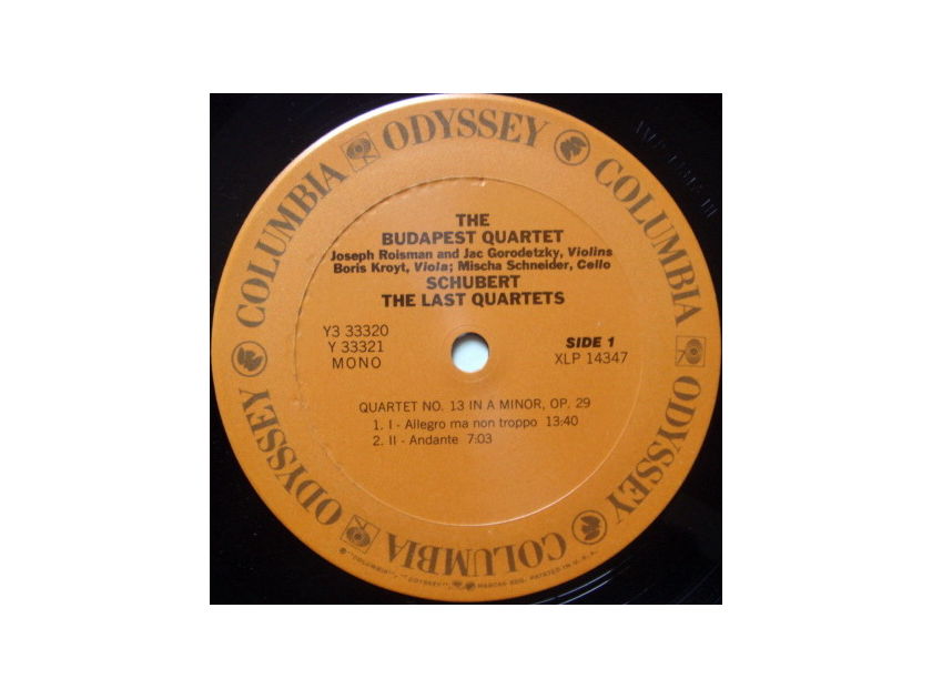 Columbia Odyssey / BUDAPEST QT, - Schubert The Late Quartets, MINT, 3LP Box Set!