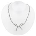 15th wedding anniversary grey crystal pearl bow necklace