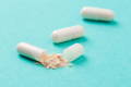 Closeup of probiotic pill capsules