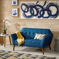 navy blue two-seat sofa