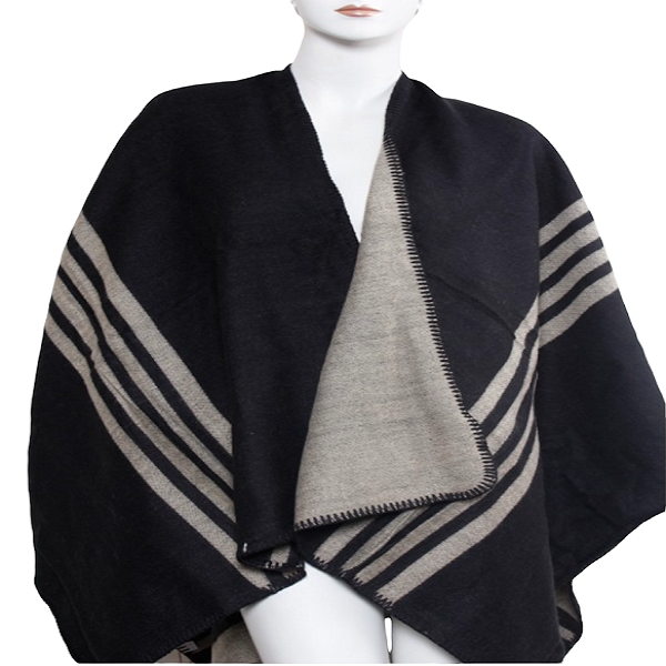 Poncho - Black & Beige