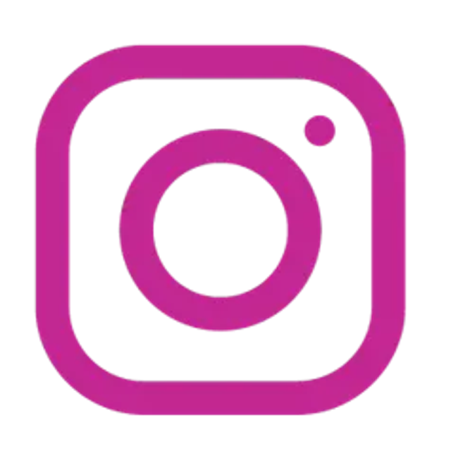 Instagram logo in magenta outline on transparent background.