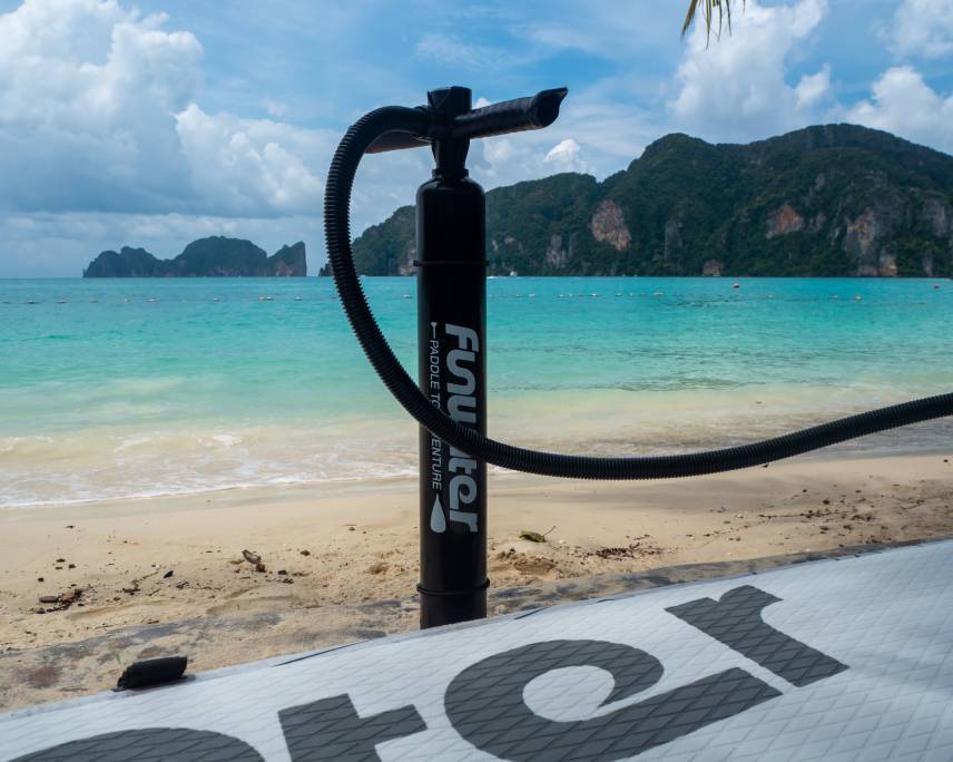 Funwater paddle board pump are portability and independence than electric pump